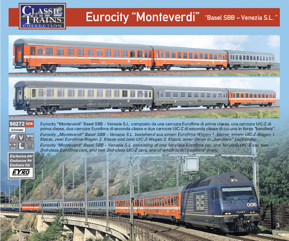 ACME 90272 EC Monteverdi Wagenset 6-teilig Ep V (SoSe EYRO) NH