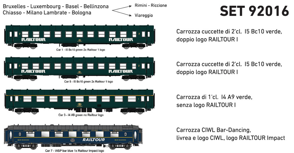 Pirata/LS Models 92016 Railtour Zug Bruxelles - Italien Set 1