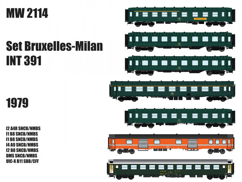 LS Models MW2114 SNCB INT 391 Brssel - Mailand 7-tlg Ep IV NH