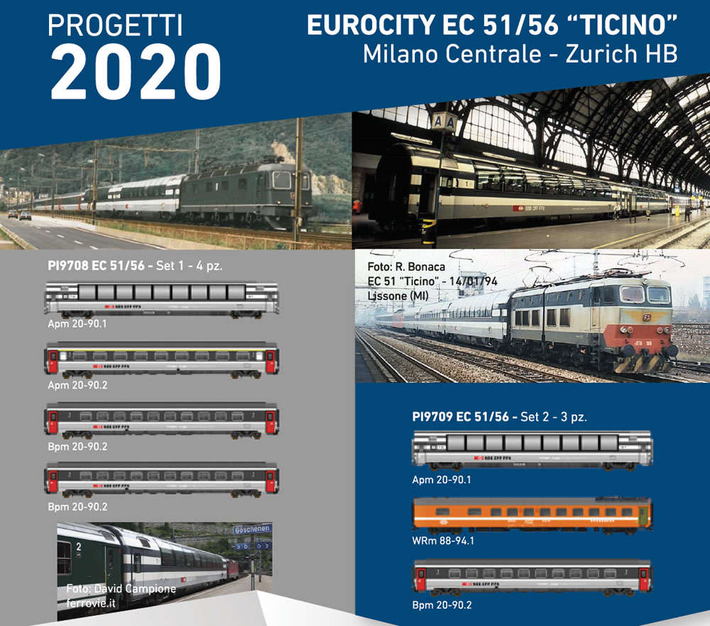 Pirata/LS Models 9709 SBB EuroCity Ticino Wagenset 2 3-teilig NH