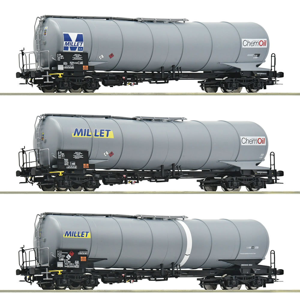 Roco 6600091 Millet / ChemOil Kesselwagen Zacns Ep VI 3er Set